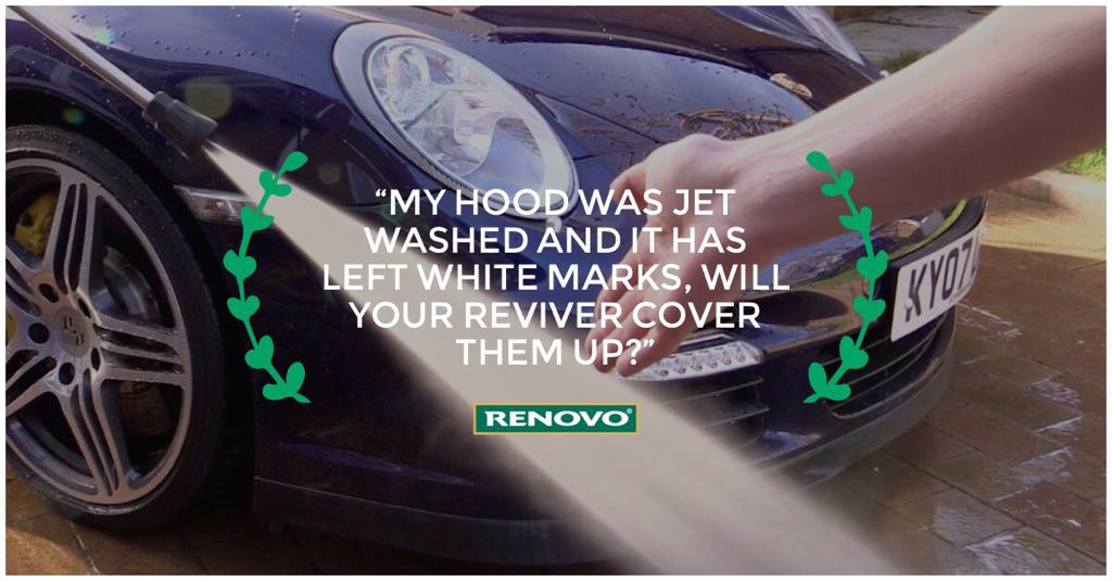 “My hood was jet washed and it has left white marks, will your reviver cover them up?”